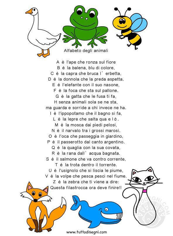 filastrocca alfabeto animali