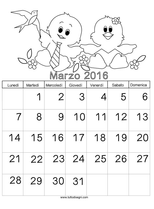 calendario marzo 2016