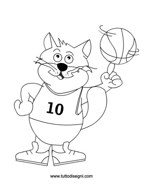 gatto matto basket da colorare