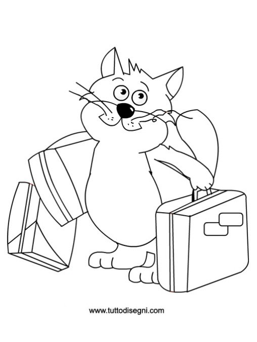 gatto matto valigie in vacanza