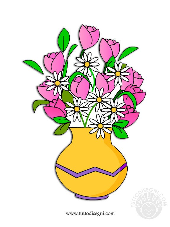 vaso con fiori colorati