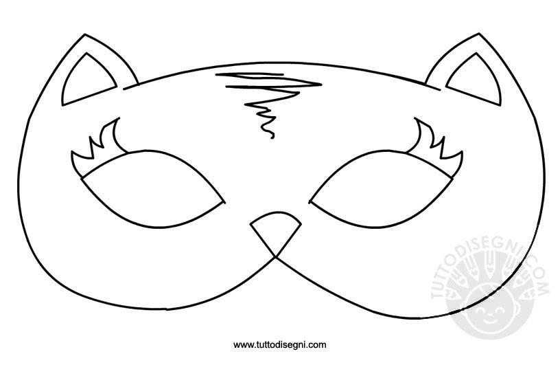 maschera gatta da colorare