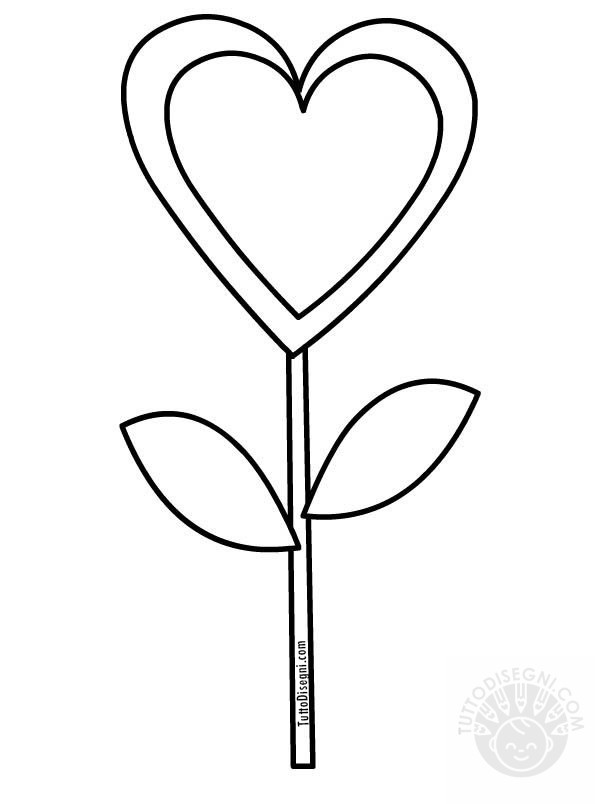 fiore cuore da colorare