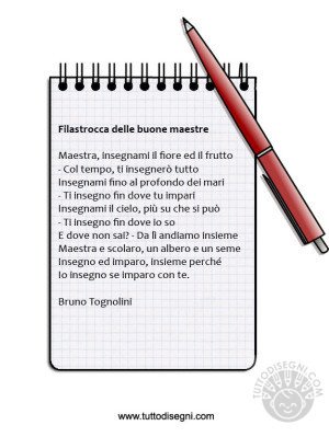 Inizio Scuola - Filastrocca Per La Maestra - TuttoDisegni.com