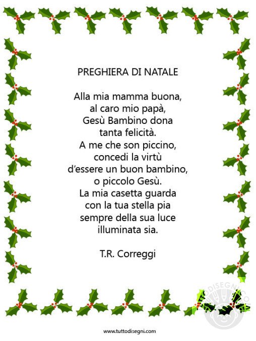 Preghiera di Natale con cornice da stampare - TuttoDisegni.com