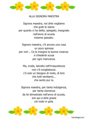 Poesia Per La Maestra - TuttoDisegni.com