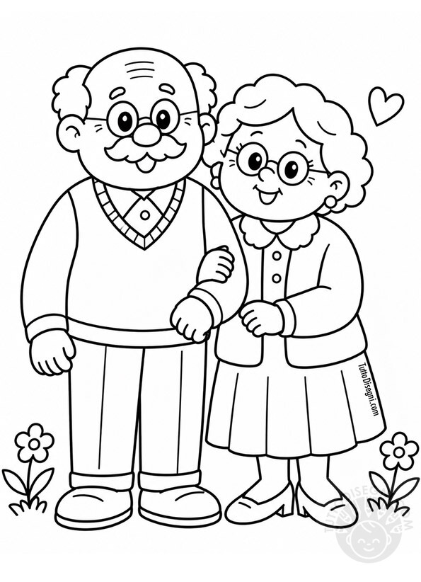 Festa dei nonni da colorare 2 nonni abbracciati
