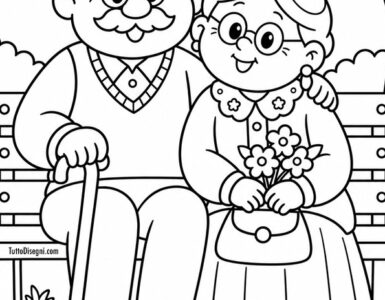 Festa dei nonni da colorare 9 nonni sulla panchina