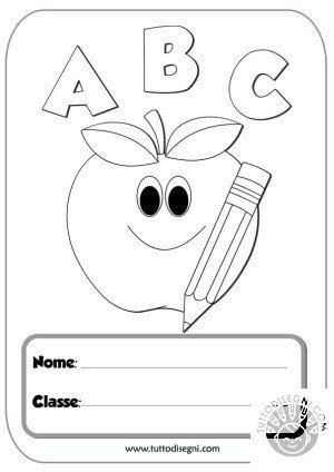 Copertine di italiano da colorare 46 Copertina con la mela e le lettere ABC