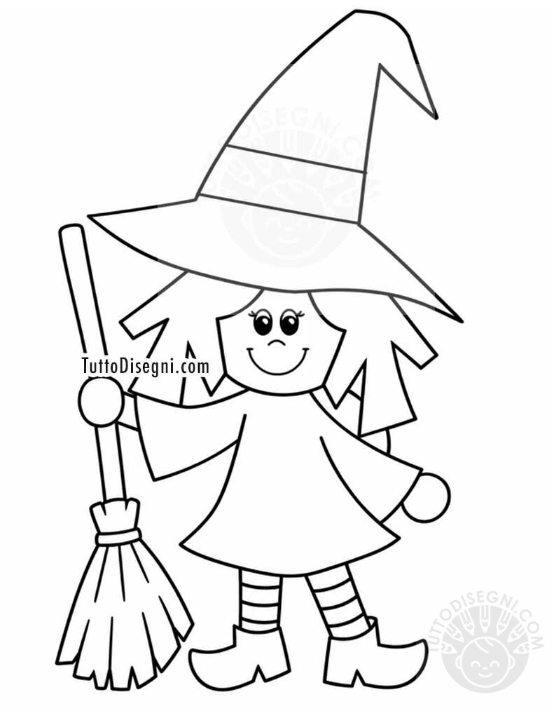 Streghetta Halloween da colorare 1 streghetta disegno