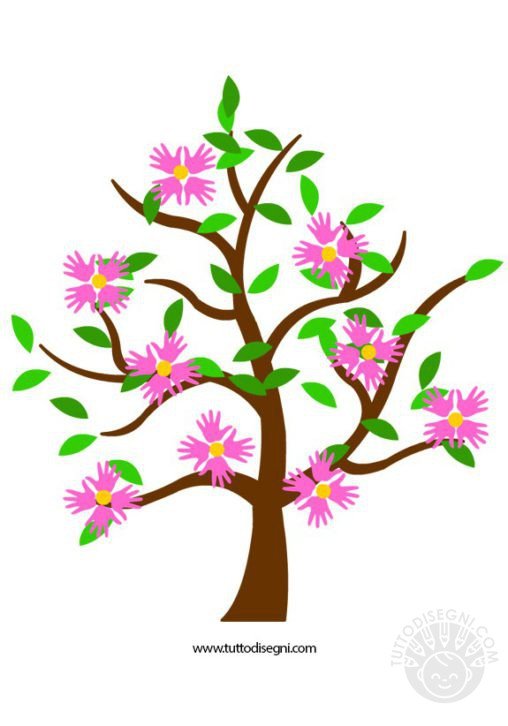 albero primavera fiori mani