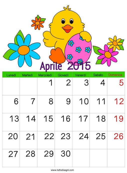 calendario aprile 2015