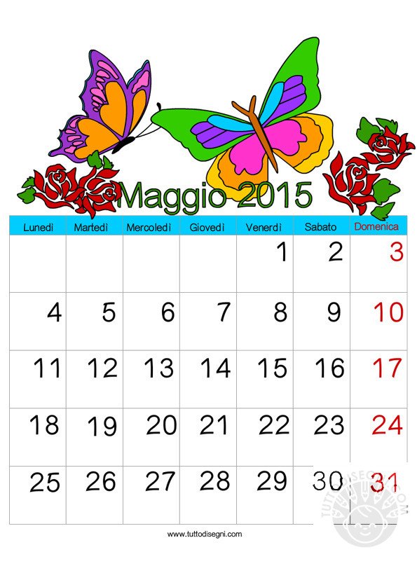 calendario maggio 2015