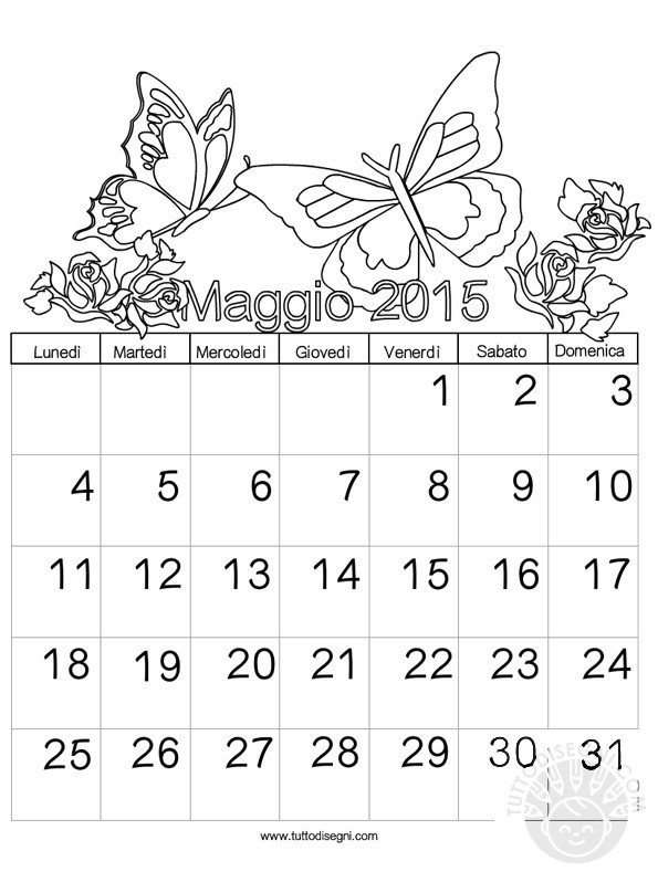 calendario maggio da colorare