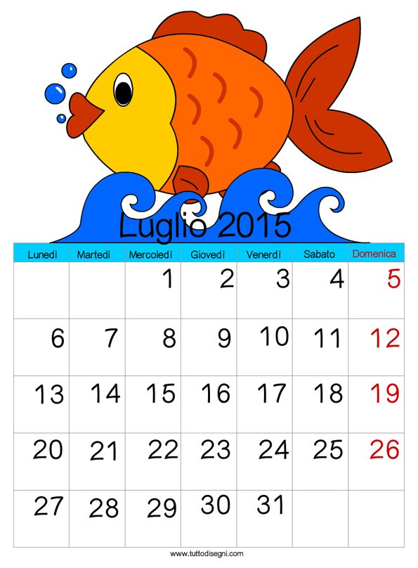 calendario luglio 2015
