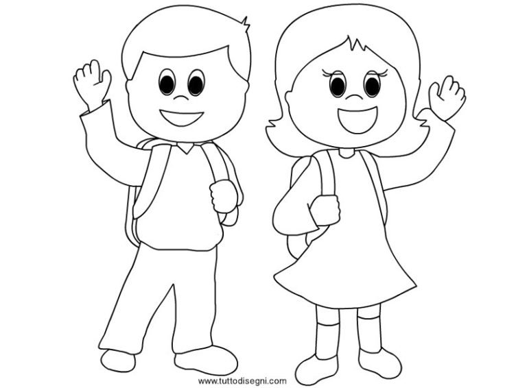 disegno-di-bambini-che-salutano-da-colorare-tuttodisegni