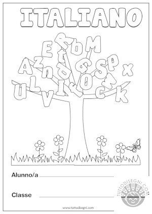 Copertine di italiano da colorare 49 Copertina in bianco e nero con l’albero