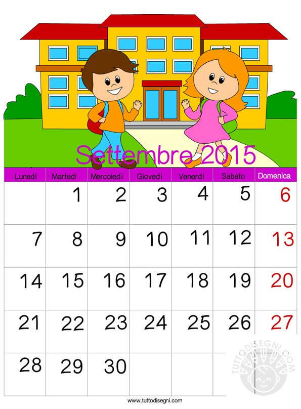 calendario settembre 2015
