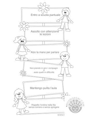 Regole scolastiche da colorare