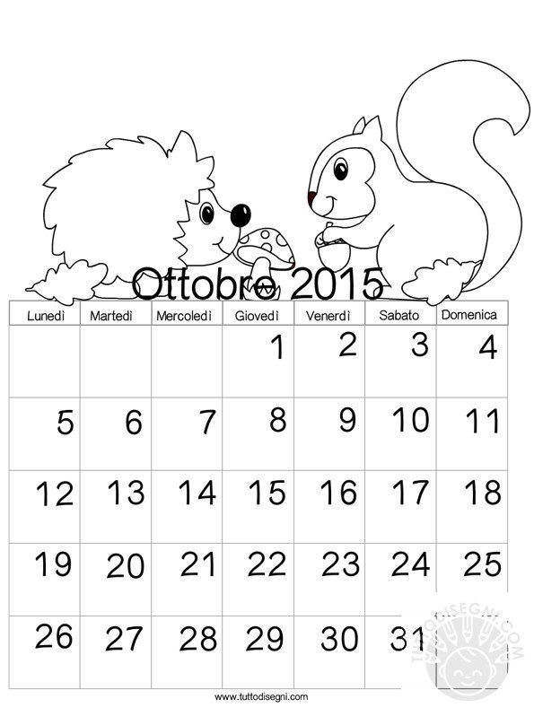 calendario 2015 ottobre