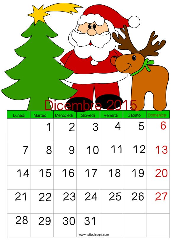 calendario dicembre 2015