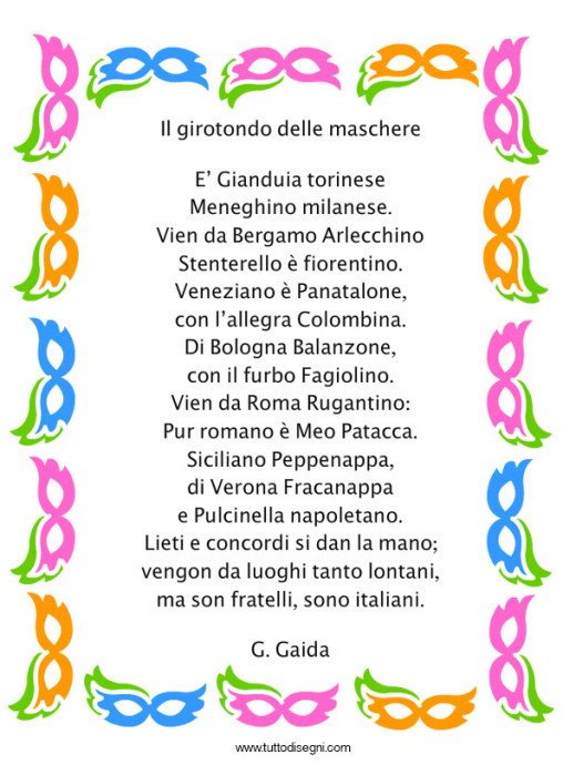 filastrocche carnevale maschere