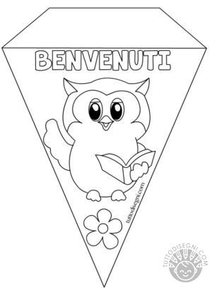 Bandierina Benvenuti con gufetto