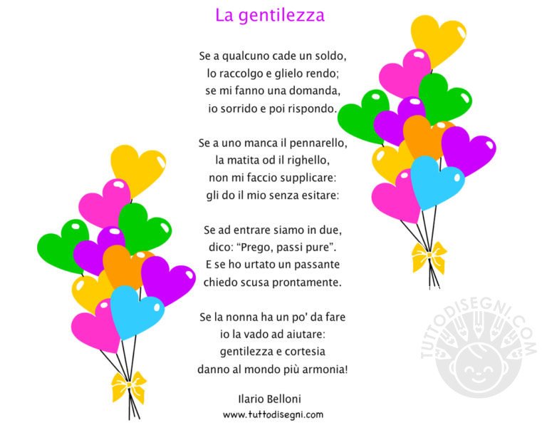 Filastrocca per bambini sulla gentilezza - TuttoDisegni.com