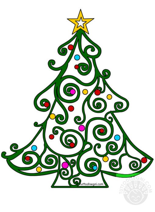 Albero Di Natale In Legno Stilizzato Albero di Natale stilizzato con ghirigori - TuttoDisegni.com
