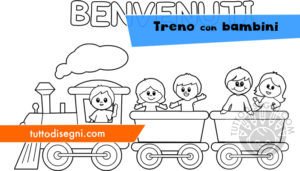 Treno con bambini da colorare