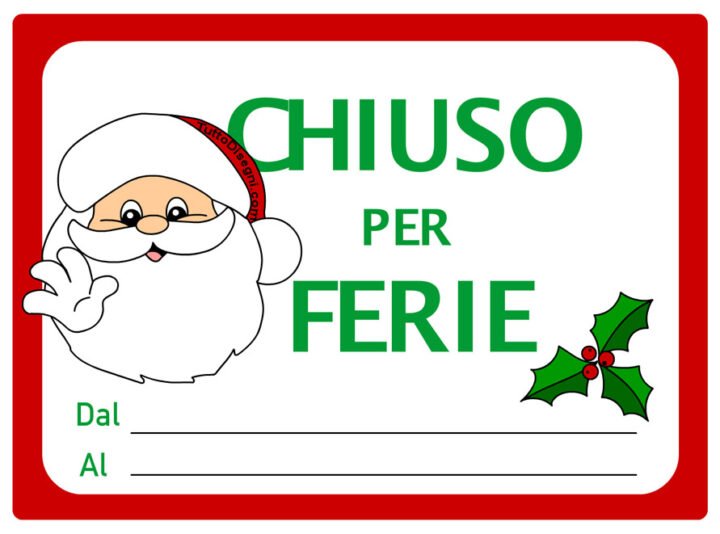 Chiuso per ferie natalizie cartello - TuttoDisegni.com