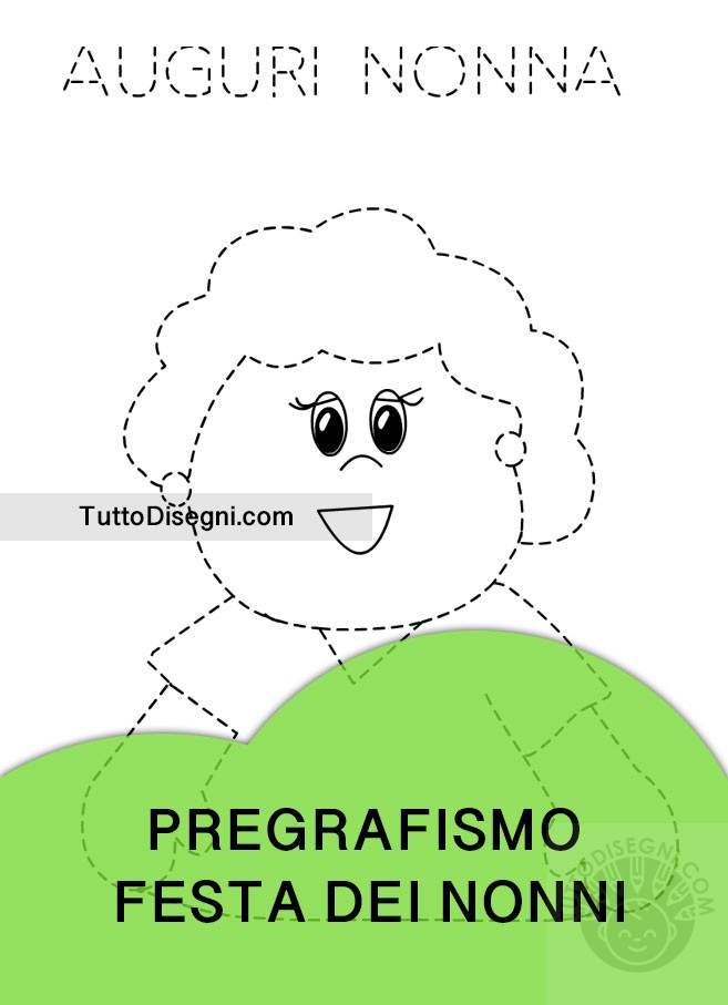 Pregrafismo Nonna con linee tratteggiate - TuttoDisegni.com