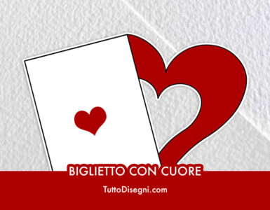 biglietto contorno cuore rosso