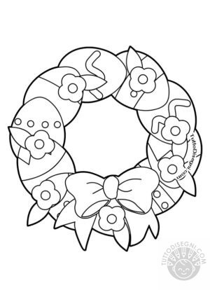 Ghirlanda Pasquale Con Fiori Finti - Corona Di Vite 58x38 Cm Per Decorazione Casa O Cimitero