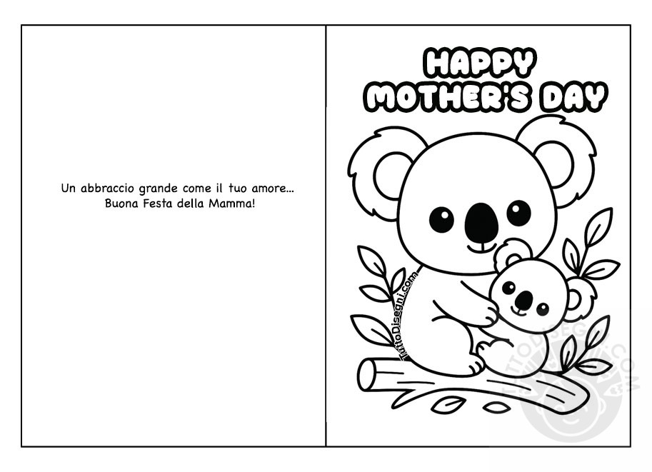 biglietto koala per la mamma