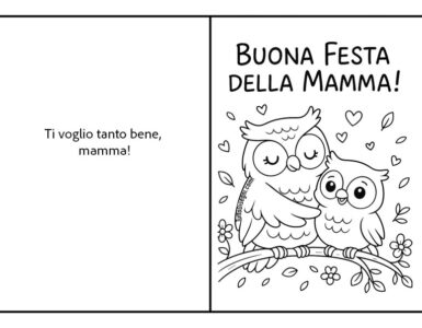 biglietto mamma con gufi