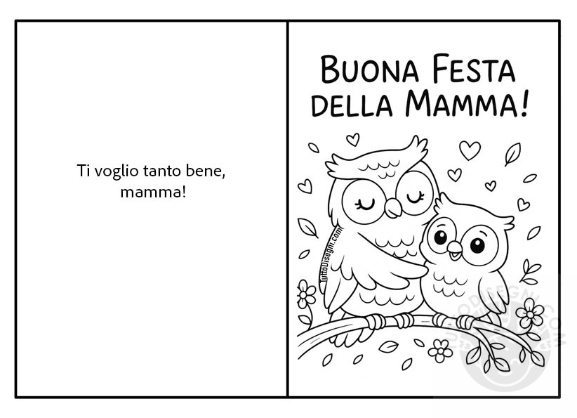 biglietto mamma con gufi