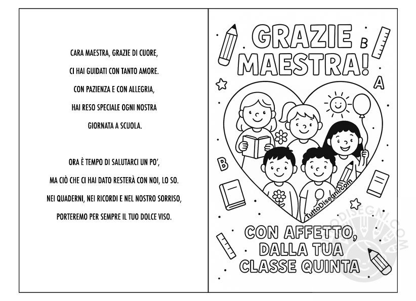biglietto maestre classe quinta