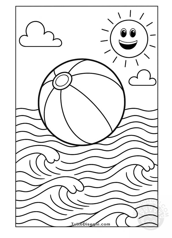 palla da spiaggia su onde