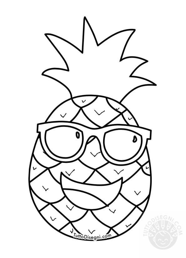 Ananas con occhiali da sole da colorare