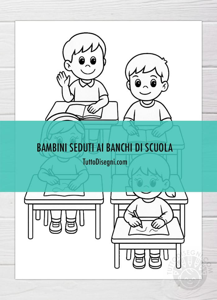 bambini seduti ai banchi di scuola