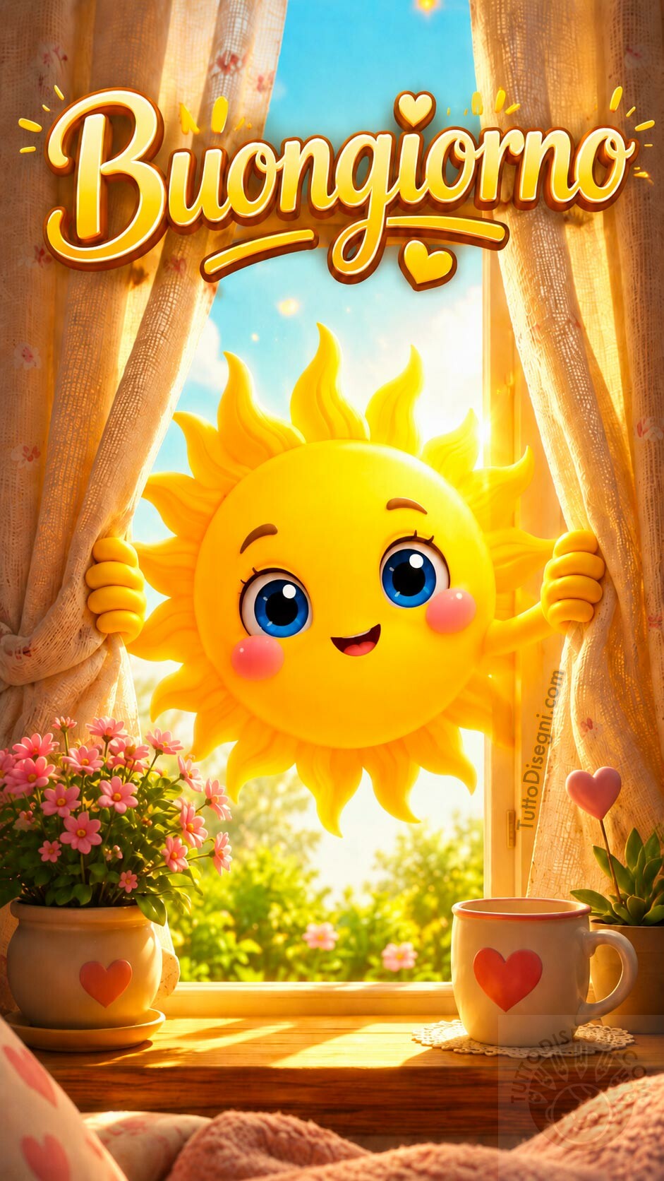 Buongiorno con sole sorridente