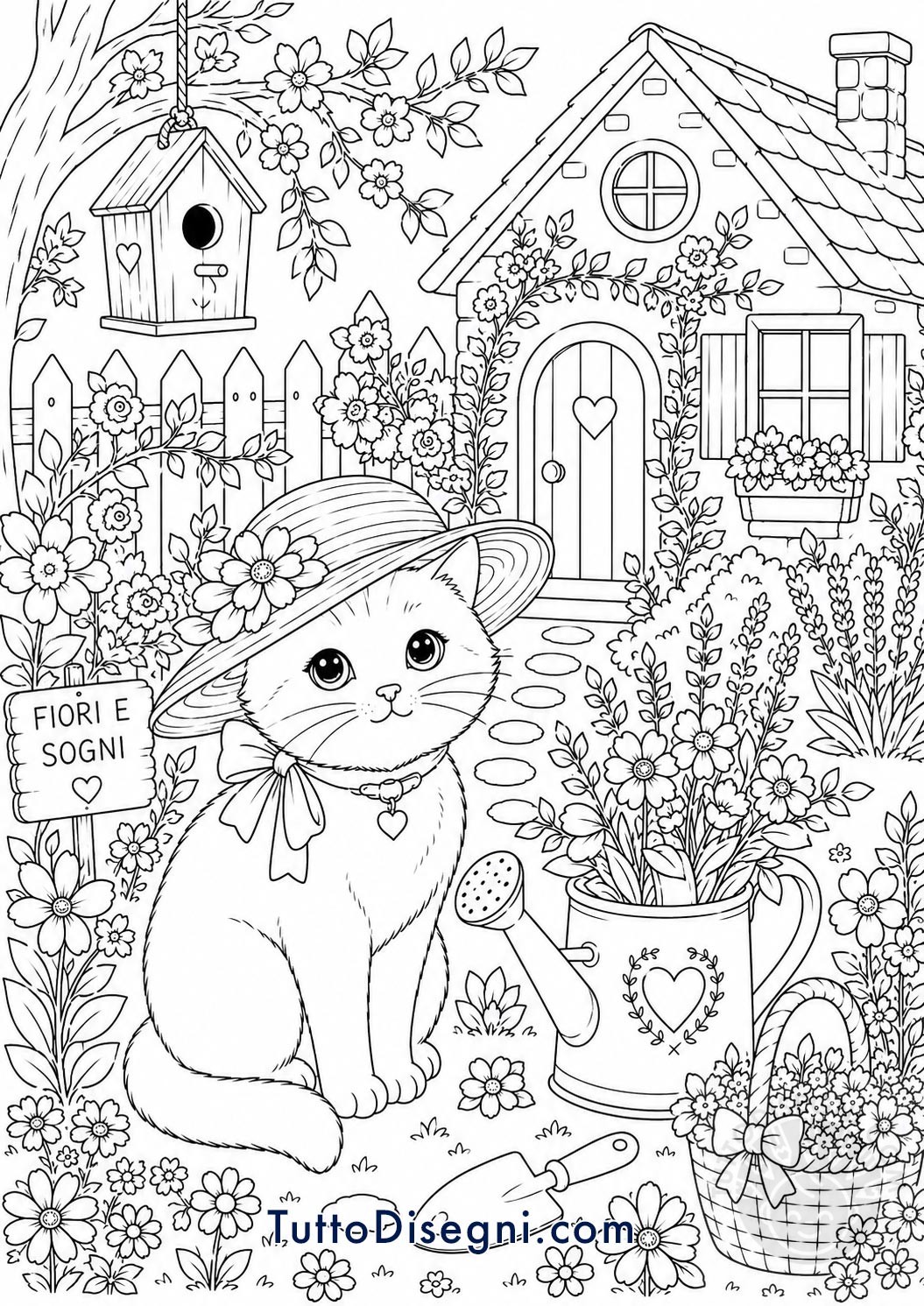 gatto cottagecore nel giardino