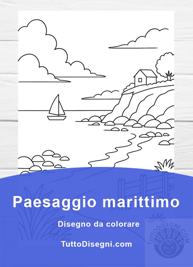 Paesaggio marittimo – Disegno da colorare rilassante per adulti