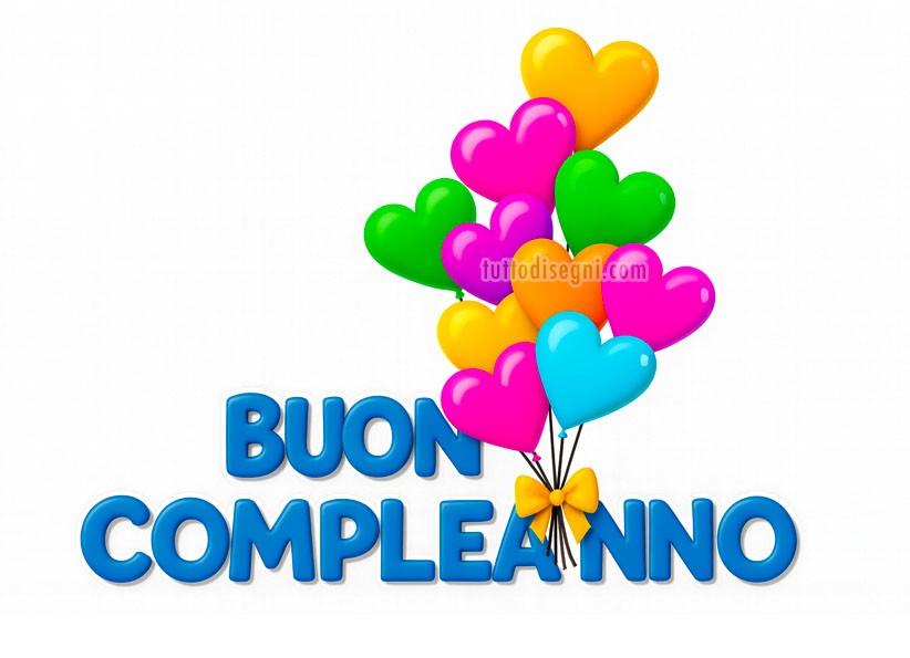 Buon compleanno scritta in 3D colorata