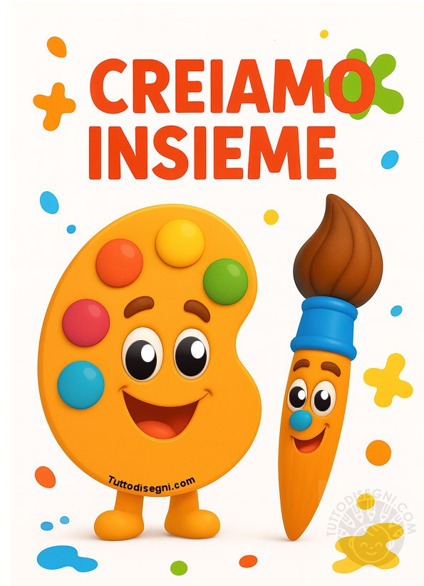 Cartello Creiamo insieme per attività scolastiche creative.