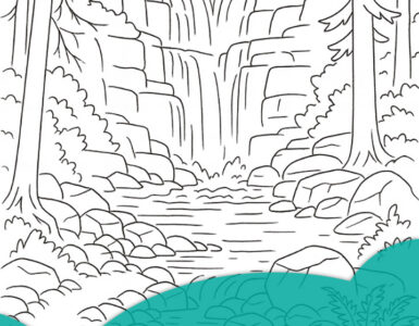 cascata nel bosco da colorare
