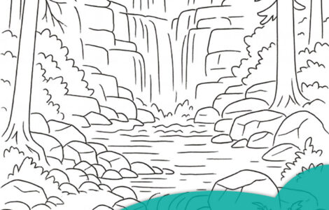 cascata nel bosco da colorare