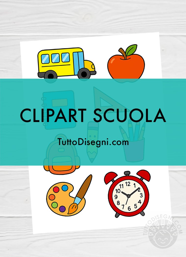 Set di clipart con materiale scolastico da stampare.