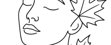 viso line art foglie autunnali